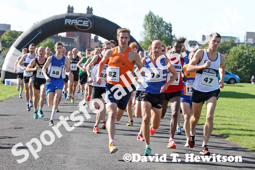 The start of the Tyne Bridge Harriers Exhibition Park 5k, Newcastle.